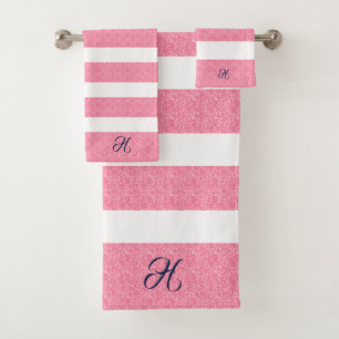 Parties scintillant rose rayures Motif sur blanc