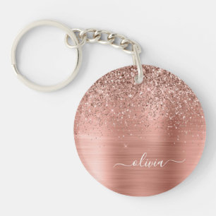 Parties scintillant rose rose or brossé Monogramme