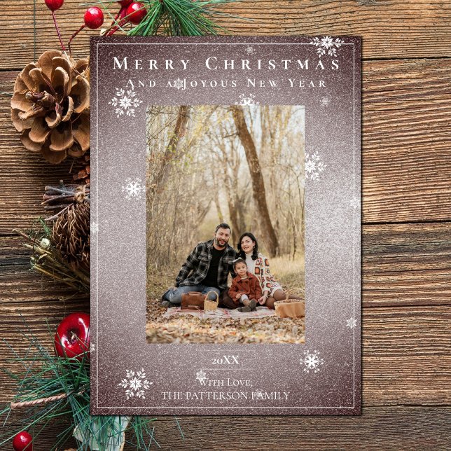 Parties scintillant rose Snowflakes Carte photo de (Pink Glitter Snowflakes Holiday Photo Card)