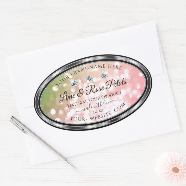 Parties scintillant rose verte Produit Étiquettes  (Enveloppe)
