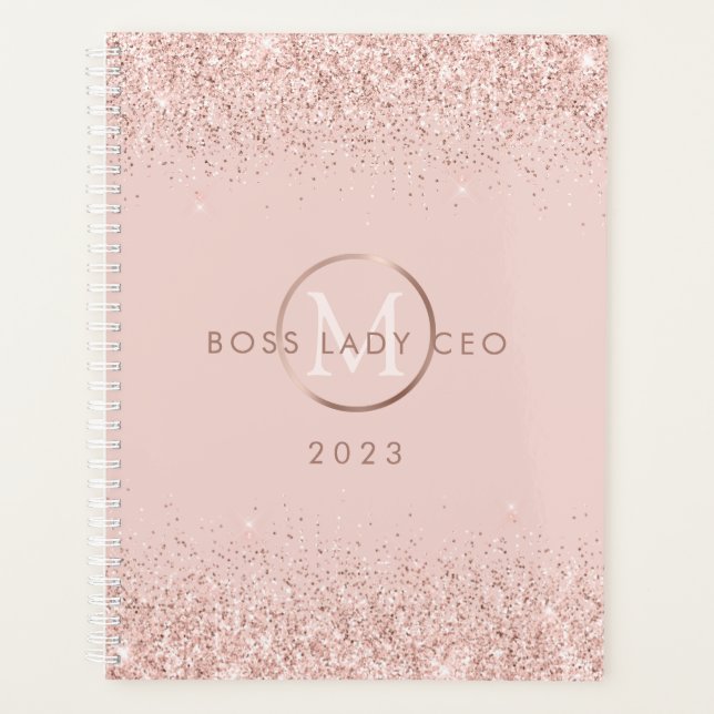 Parties scintillant rose vif Boss Lady PDG Monogra (Devant)