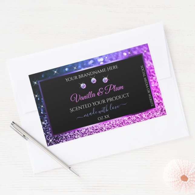 Parties scintillant rose violet Étiquettes de prod (Enveloppe)