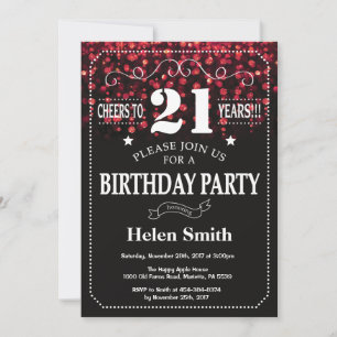 Parties scintillant rouge Invitation du 21e annive