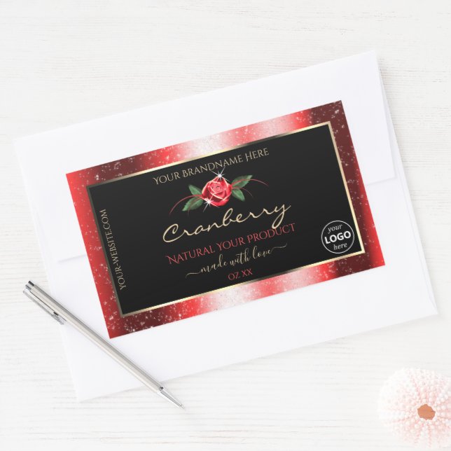 Parties scintillant rouge Noir Produit Étiquettes  (Enveloppe)