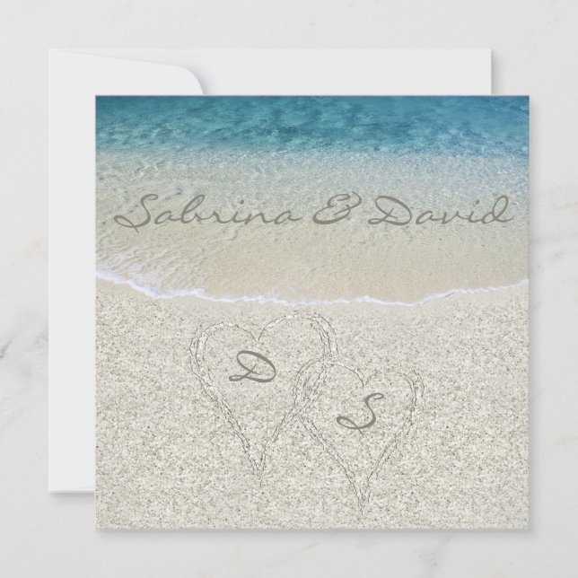 Parties scintillant Sandy Beach Wedding Invitation (Devant)