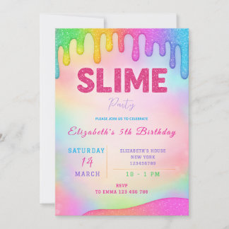 Parties scintillant Slime Anniversaire Invitation