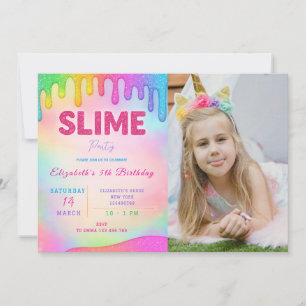 Parties scintillant Slime Anniversaire Invitation 