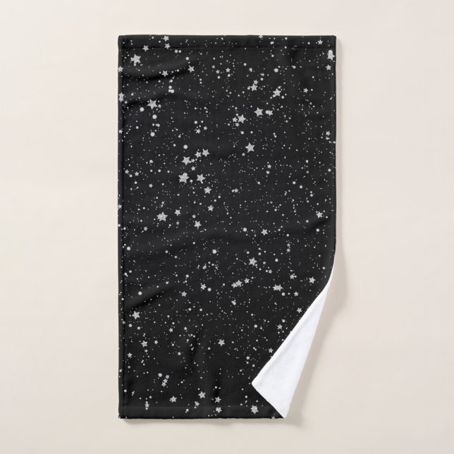 Parties scintillant Stars2 - Noir argenté (Serviette à main)