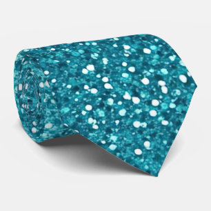 Parties scintillant turquoise étincelante Cravate