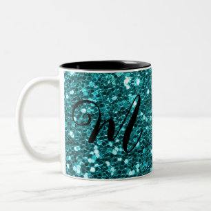 Parties scintillant Turquoise personnalisée Mug à