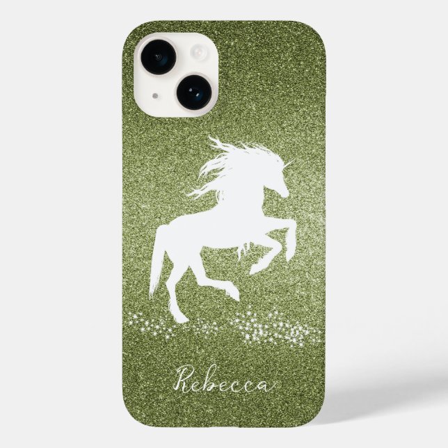 Parties scintillant verte Unicorn Coque-Mate coque (Verso)
