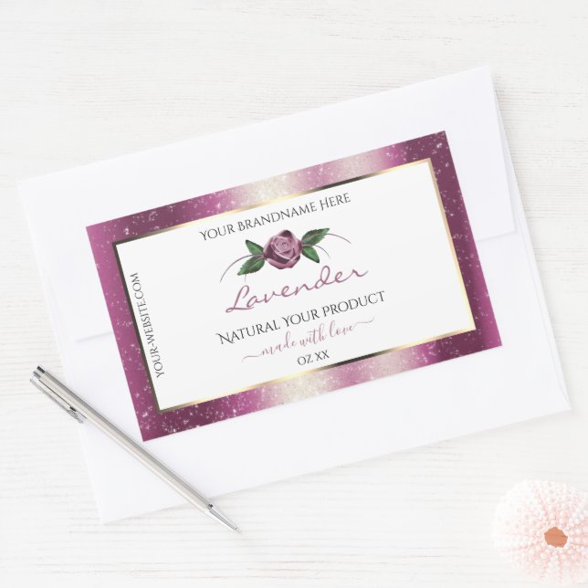 Parties scintillant violet blanc produit Étiquette (Enveloppe)