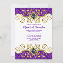 Parties scintillant violet Faire-part de mariage e