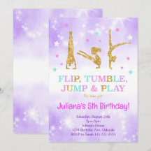 Parties scintillant violet Gymnastique Invitation 