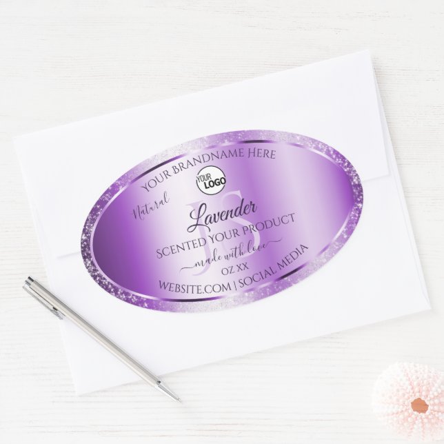 Parties scintillant violet moderne Étiquettes Mono (Enveloppe)