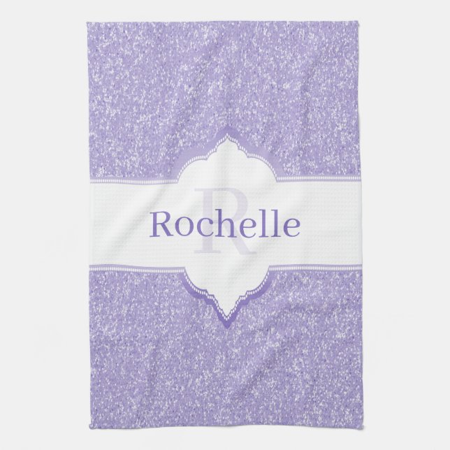 Parties scintillant violet Monogramme Serviette de (Vertical)