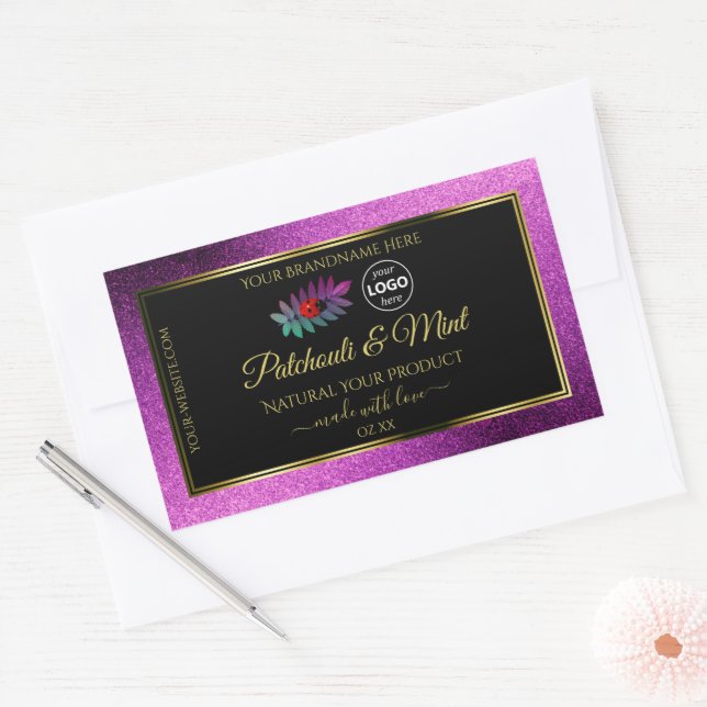 Parties scintillant violet noir Étiquettes de prod (Enveloppe)