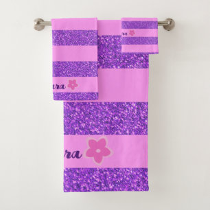 Parties scintillant violette Grilles roses & Fleur