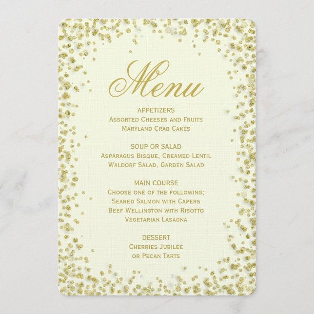 Parties scintillantes de confettis d'or du menu | (Devant)