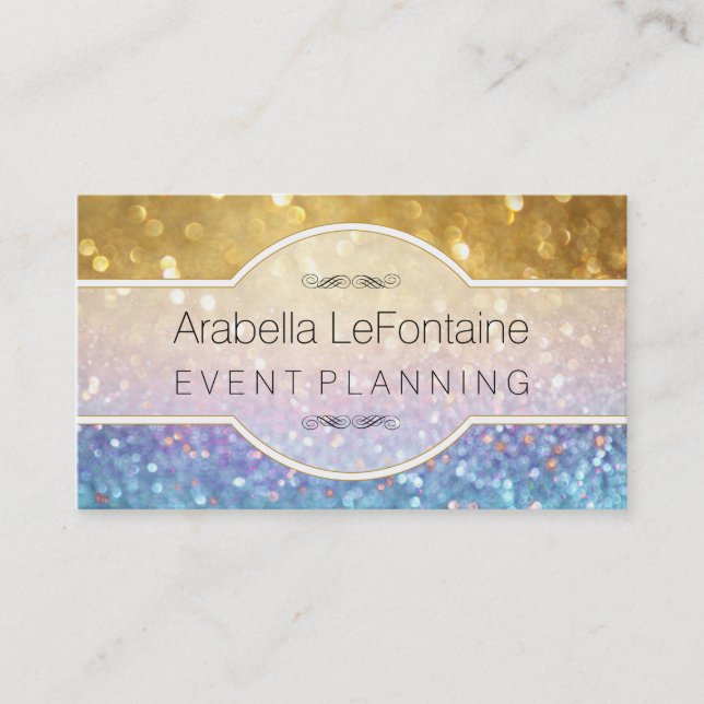 Parties scintillantes élégantes de carte de visite (Devant)