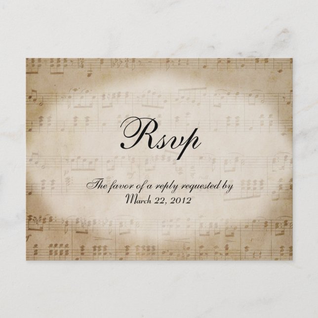 Partition Musique RSVP Diner Choix Carte Postale (Devant)
