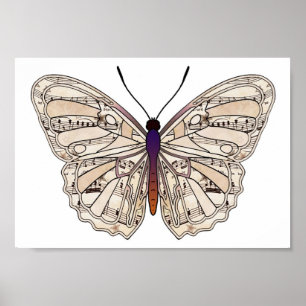 Partition vintage - Poster aux papillons