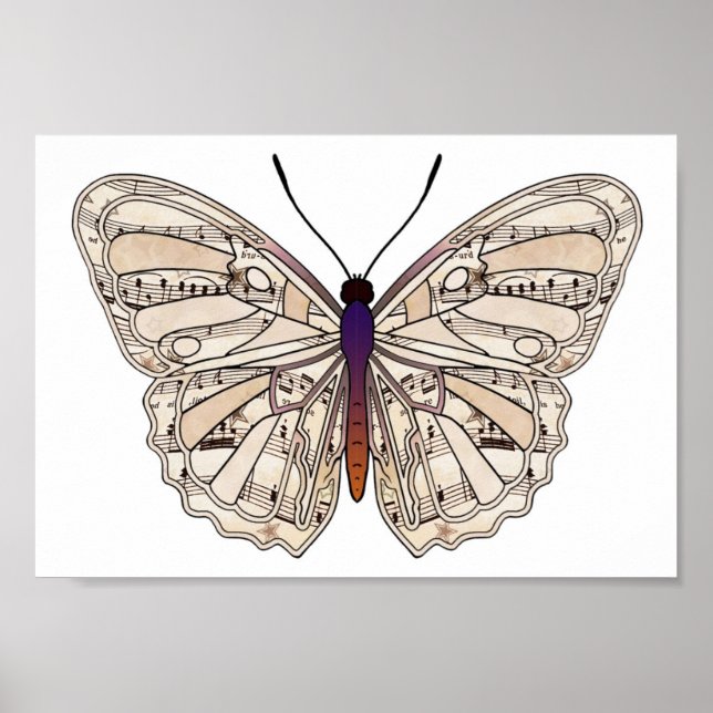 Partition vintage - Poster aux papillons (Devant)