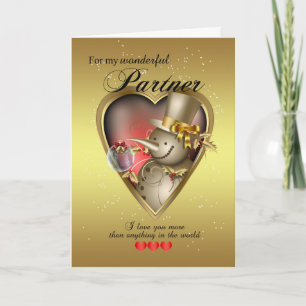 Partner Christmas Card - Snowman im Herzen Feiertagskarte