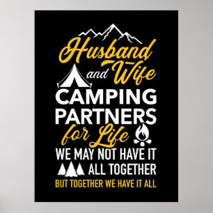 Partner für das Camping von Ehemann und Ehefrau Poster