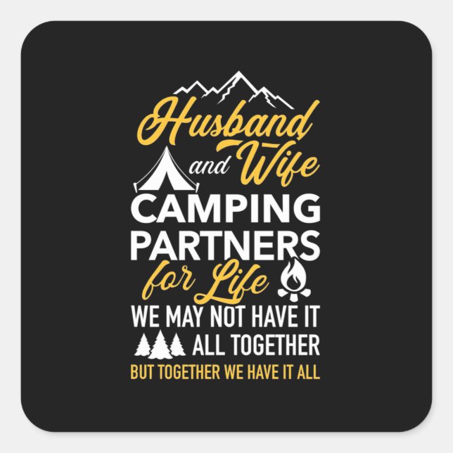 Partner für das Camping von Ehemann und Ehefrau Quadratischer Aufkleber (Vorderseite)