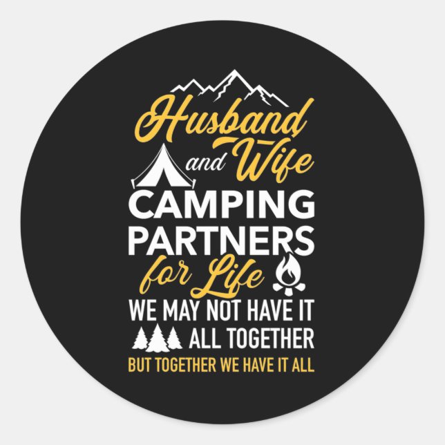 Partner für das Camping von Ehemann und Ehefrau Runder Aufkleber (Vorderseite)