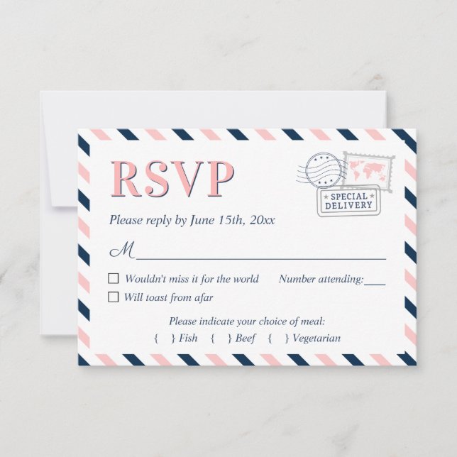 Partner für Hochzeitsflugzeuge RSVP Karte (Vorderseite)
