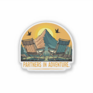 Partner im Abenteuer Retro Berg Camping Aufkleber