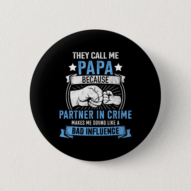 Partner in Crime for Grandpa Vatertag Geburtstag Button (Vorderseite)