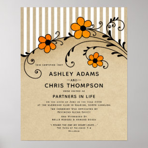 "Partner in Life Modern Boho Hochzeitszertifikat Poster