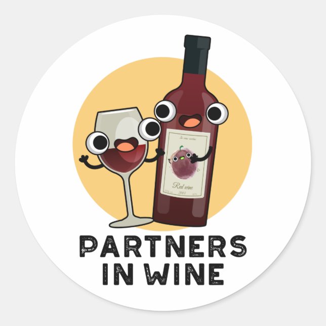 Partner in Wein Funny Drink Pub Runder Aufkleber (Vorderseite)