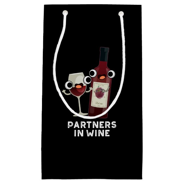 Partner in Wein Funny Drink Pun Dark BG Kleine Geschenktüte (Vorderseite)
