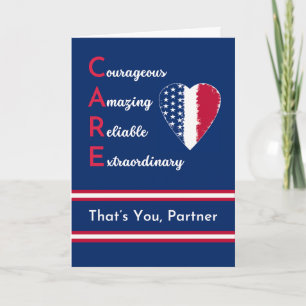 Partner Nurses Day Patriotic CARE and Heart Karte