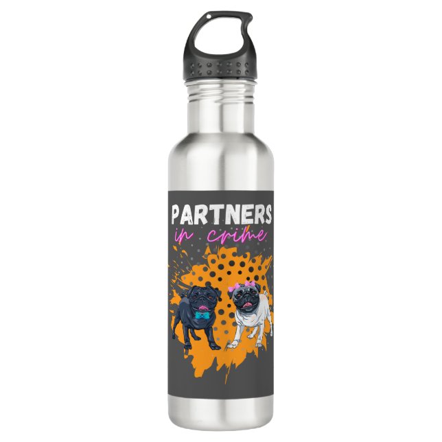 Partner von kriminellen Hunden Edelstahlflasche (Vorderseite)