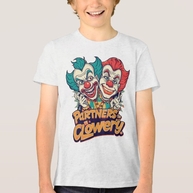 Partners in Clowery (Funny Clown Pun) Tri-Blend Shirt (Vorderseite)