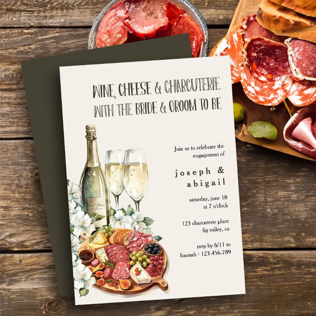 Partnerschafts- und Partnerschaftspartei für Weink Einladung (Wine Cheese and Charcuterie Engagement Party Invitation)