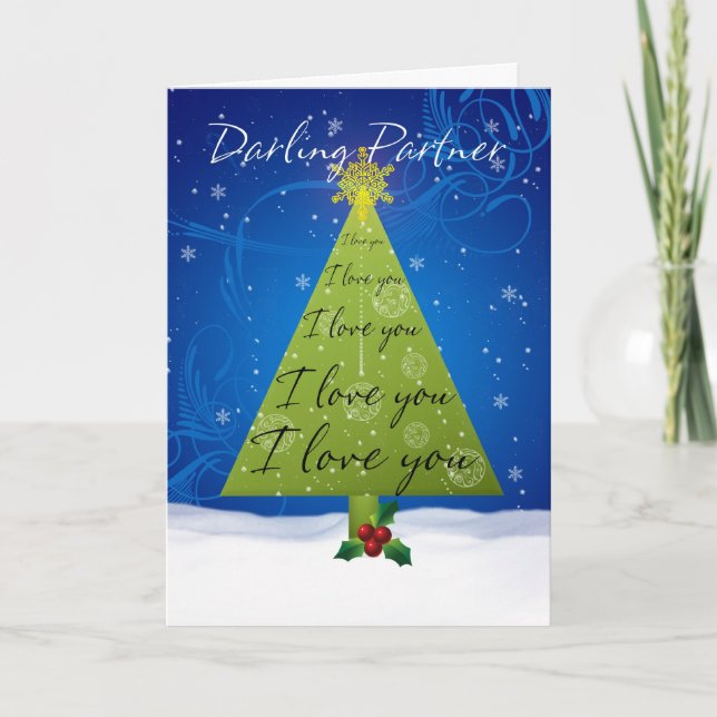Partnerweihnachtskarte mit Ferienbaum Feiertagskarte (Vorderseite)
