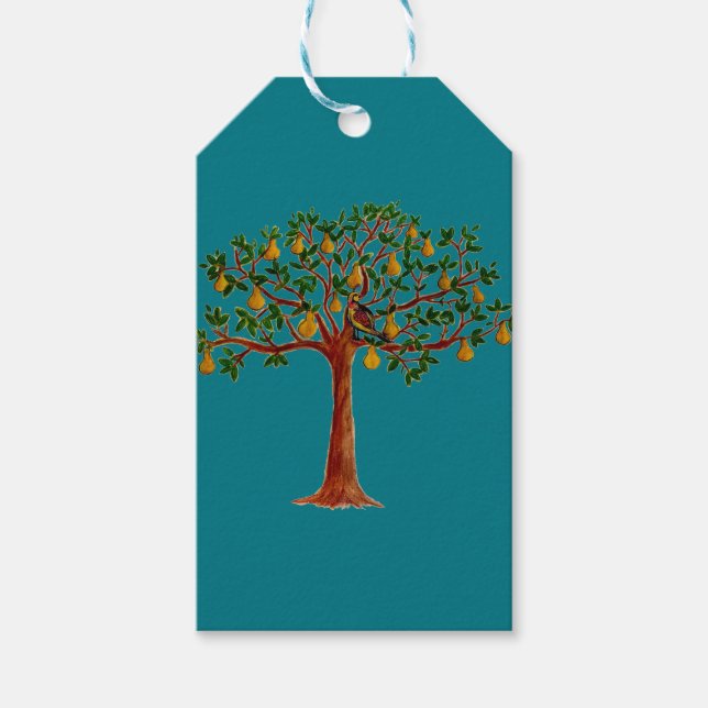 Partridge 2 in einem Pear Tree Geschenketikett Geschenkanhänger (Vorderseite)