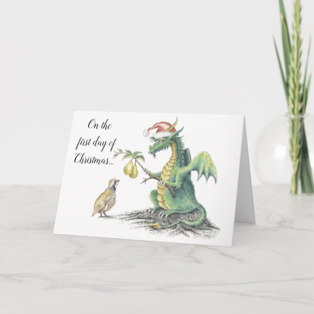 Partridge Dragon - Grußkarte Feiertagskarte (Vorderseite)