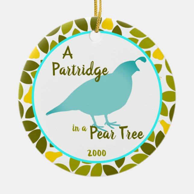 Partridge in a Birne Tree - Custom year Keramik Ornament (Vorne)