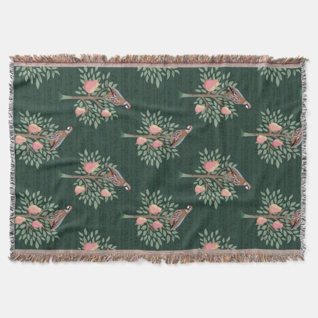 Partridge in a pear tree Christmas Carole on green Decke (Vorderseite)