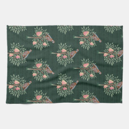 Partridge in a pear tree Christmas Carole on green Geschirrtuch