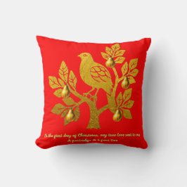 Partridge in einem Birnenbaum Bright Red Gold Weih Kissen