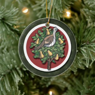 Partridge in einem Birnenbaum-Ornament Keramik Ornament