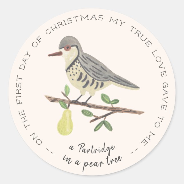 Partridge in einem Birnenbaum Runder Aufkleber (Vorderseite)